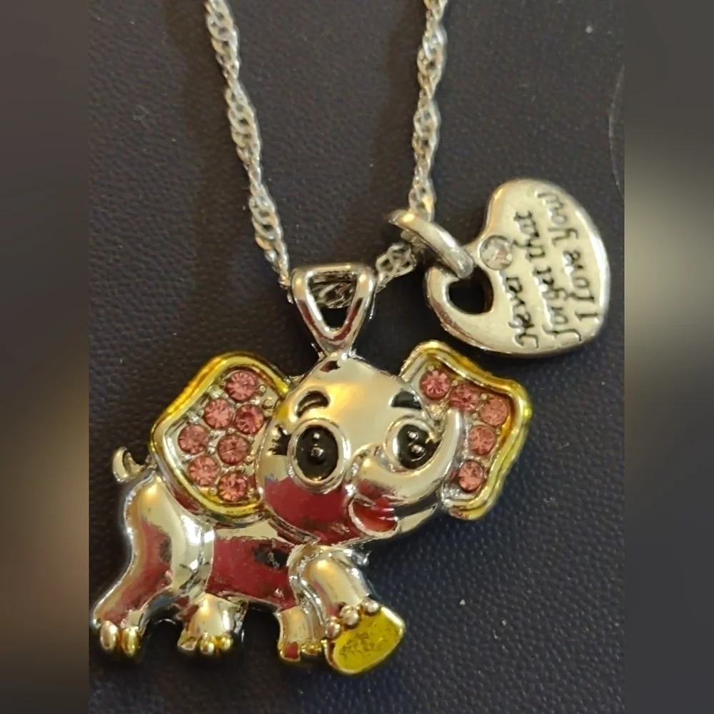 New women's kids girls Elephant Heart I love you pendant necklace